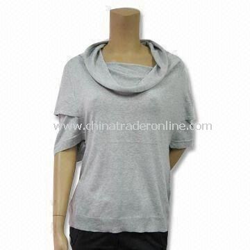 Womens Sweater with 1/2 Long-sleeve and Double Layers, Made of 55% Silk and 45% Cotton