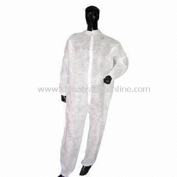 Disposable Nonwoven PP Coverall in White Color, Customized Designs are Accepted