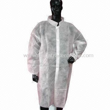 Disposable Nonwoven PP Lab Coat with Velcro and Knitted Colar