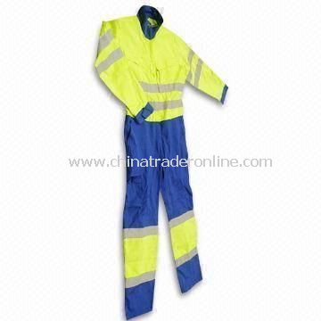 Coverall with 50% Cotton and 50% Polyester Shell, Available in Yellow and Blue Colors