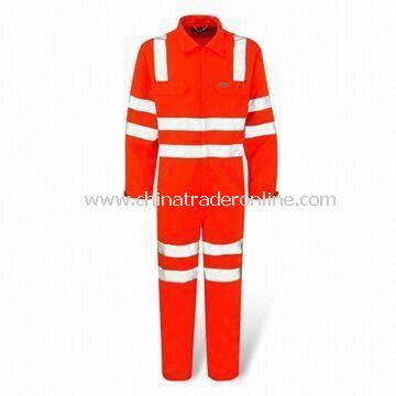 High Visibility Coverall with Zip Fastening Front, Made of 80% Polyester from China