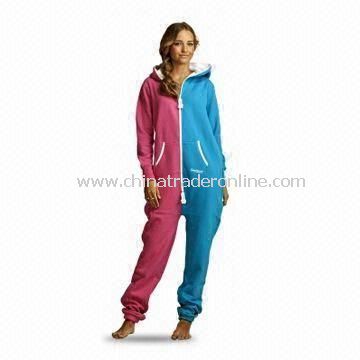 Jumpsuits with Zipper at Front and Side Pockets, Made of 80% Cotton and 20% Polyester