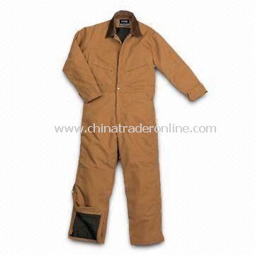 Mens Insulated Coverall with Pleated Elbows for Ease of Motion and Adjustable Tabs at Back Waist