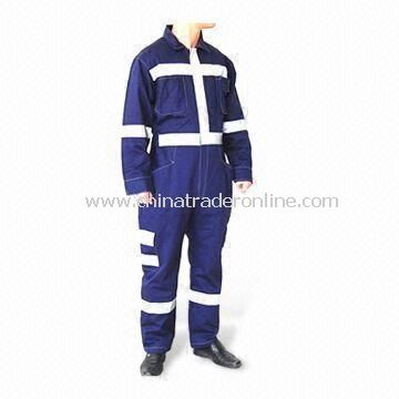 Reflective Coverall with Zip Fastening Front, Made of 80% Polyester