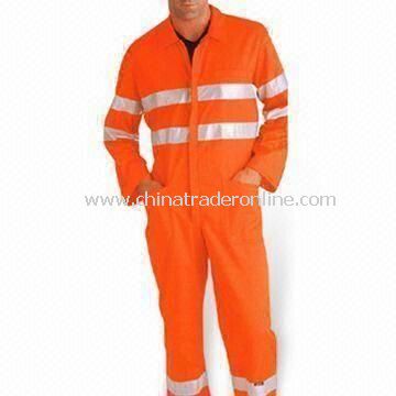 Reflective Coveralls with Two Side Pockets, Made of 60% Polyester and 40% Cotton