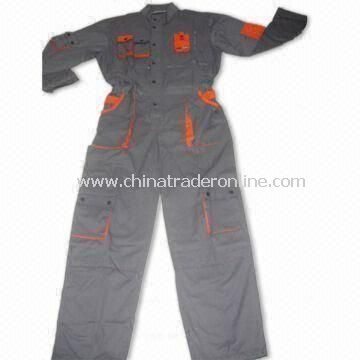 Working Coverall in Gray, Made of 65% Polyester and 35% Cotton