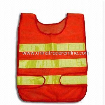 Reflective/Safety Vest, Made of Polyester Tricot, Various Colors and Sizes are Available