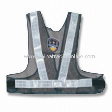 Reflective Safety Vest for Police, Available in Black, Measures 680 x 380 x 495mm