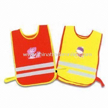 Reflective Safety Vests, Available in Yellow and Red, Made of Knitted or Woven Fabric from China