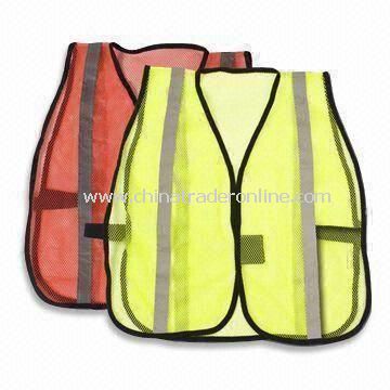 Reflective Safety Vests with Two Horizontal Bands and Velcro Front Fastening from China