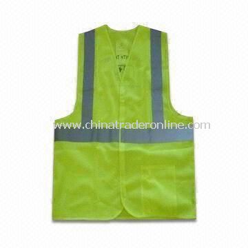 Reflective Vest for Safety, Also Available in Yellow/Orange, Made of Knitted or Woven Fabric