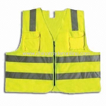 Safety Vest with Velcro Fastener, Available in Fluorescent Yellow, Green and Orange