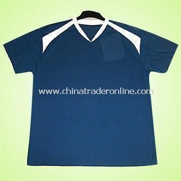 Mens Black 100% Polyester V-Neck Sports T-shirt from China