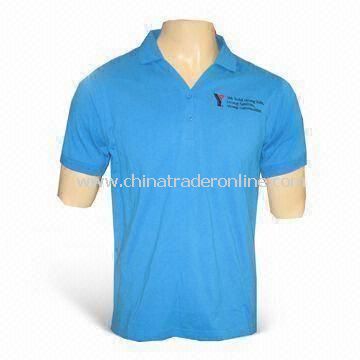 Mens Casual T-shirt with Embroidery, Customized Sizes are Accepted, Made of 100% Cotton