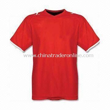 Mens Soccer T-shirt, Made of 100% Polyester, Interlock 145gsm, and Quick-dry Active Feature from China