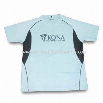 Mens Sports T-shirt with Printing, Made of 100% Polyester, Various Colors are Available