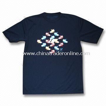 Mens T-shirt with Sports Performance, Made of 100% Polyester Quick Dry Fiber