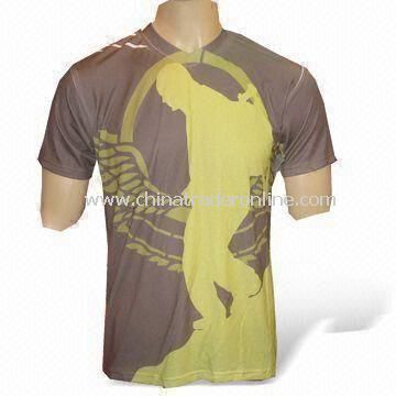 Pantone Mens Casual T-shirt with Sublimation Printing on Garment, Made of 100% Polyester from China