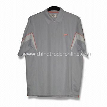 Short-sleeved Mens Golf T-shirt with Cut and Sewn Decorations, Available in XL and XS Sizes from China