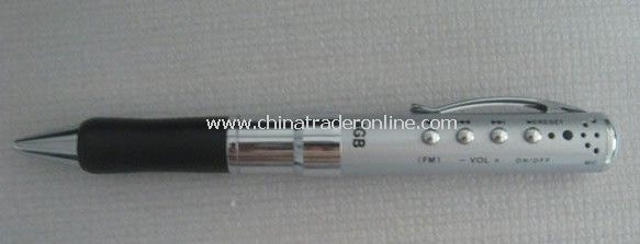 4GB Digital Round Recorder Pen MP3+FM Silver pen recorder from China