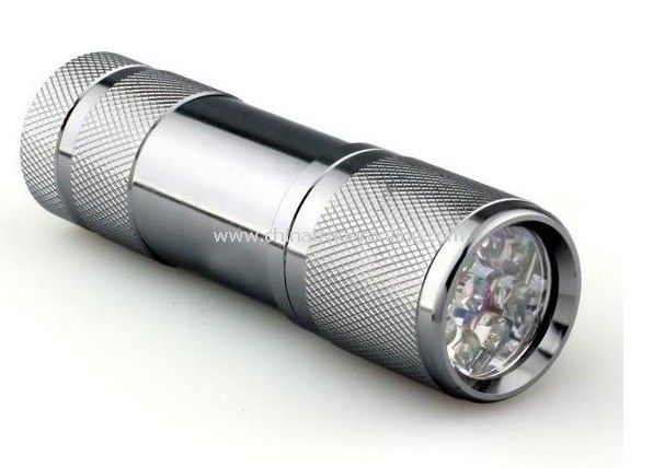 Fashionable Silvery Design 9-Bulb LED Flashlight