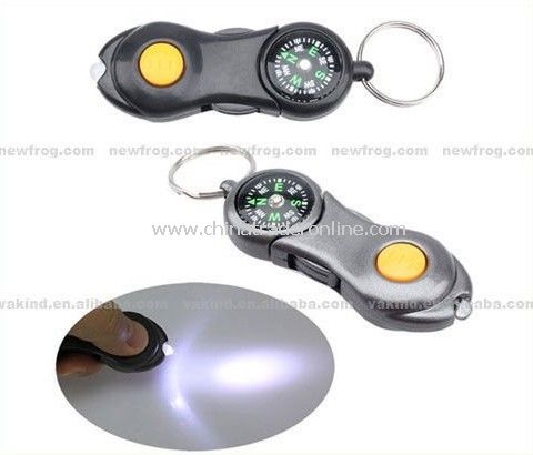 White Light Pocket LED Flashlight With Compass Keychain Wholesale