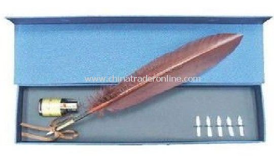 Elegant goose feather quill pen/ plush quill dip pen /feather dip pen with ink bottle FREE SHIPPING from China