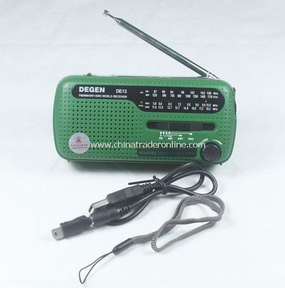 FM AM SW Crank Solar Radio Receiver Crank Dynamo Radio With Mobile Phone Charger Flashlight from China