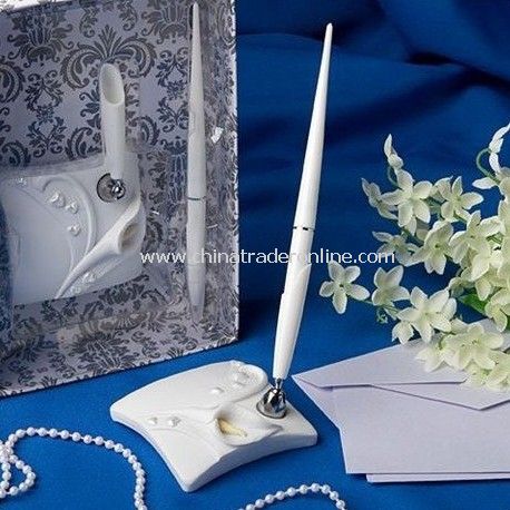 Adeline Favors wedding/Sign-in pen/Signature pen wedding ball-point white 2pcs