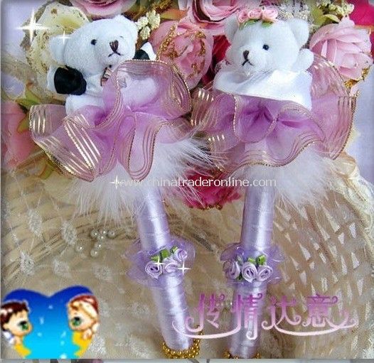 2011 New arrival !! Golden purple sign pen, Little bear married sign-in pen/guestbook/sign-in copies/wedding thing from China