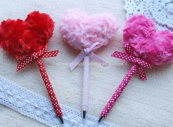 Plush Lovely heart ballpoint pen,promotional ball pen,Gift ball pen,wholesale ball pen from China