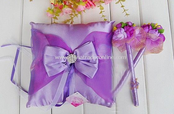 Wedding giftSenior diamond ring pillowWesternstyle pillowLace Purple 