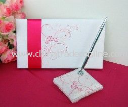 white&red stamp guest book and pen/ wedding favor/wedding decoration/wedding set