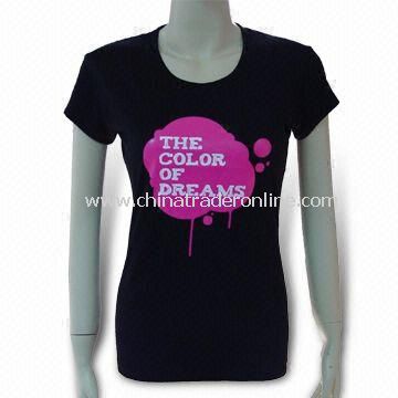 100% Cotton Womens T-shirt, Suitable for Promotional Purposes from China
