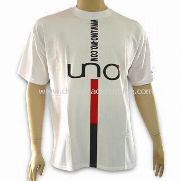 Mens 100% Cotton T-shirt with Logo Print, Various Sizes and Colors Available from China