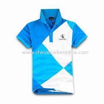 Mens Knitted T-shirt, Customized Designs and Logos are Welcome, Made of 100% Cotton from China