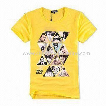 Mens Knitted T-shirt, Made of 100% Cotton, Customized Designs and Logos are Accepted
