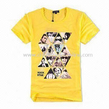 Mens Knitted T-shirt, Made of 100% Cotton, Customized Designs and Logos are Accepted from China