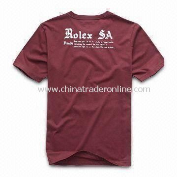 Mens Knitted T-shirt, Made of 100% Cotton, Customized Designs and Logos are Welcome from China