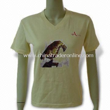 Promotional Cotton T-shirt for Women, Customized Logos are Accepted