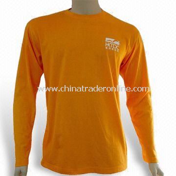 Promotional Long-sleeved T-shirt, Made of Cotton/Polyester