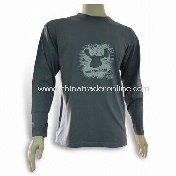 Promotional Long-sleeved T-shirt for Men, Made of 100% Combed Cotton