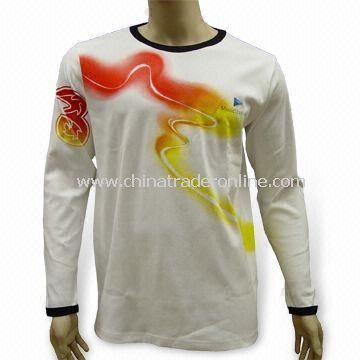Promotional Mens T-shirt with Long Sleeves, Made of 100% Combed Cotton
