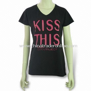 Promotional T-shirt, Made of Pre-shrunk Combed Cotton, Customized Logos are Accepted