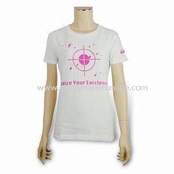 Promotional Womens T-shirt, Made 100% Combed Cotton, Available in Various Sizes and Colors from China