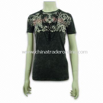 Promotional Womens T-shirt, Made of 100% Combed Cotton, Jersey