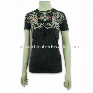 Promotional Womens T-shirt, Made of 100% Combed Cotton, Jersey from China