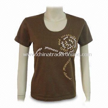 Promotional Womens T-shirt, Made of 100% Cotton, Available in Brown Color