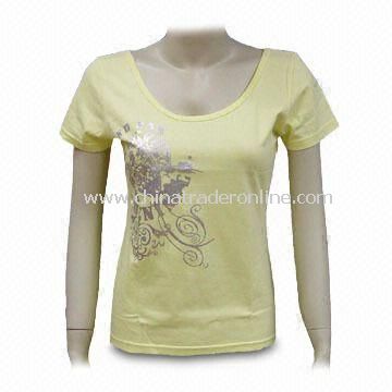 Promotional Womens T-shirt, Made of 100% Cotton, Available in Various Sizes and Colors from China