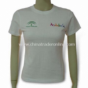 Promotional Womens T-shirt, Made of 100% Cotton, Customized Logos are Welcome